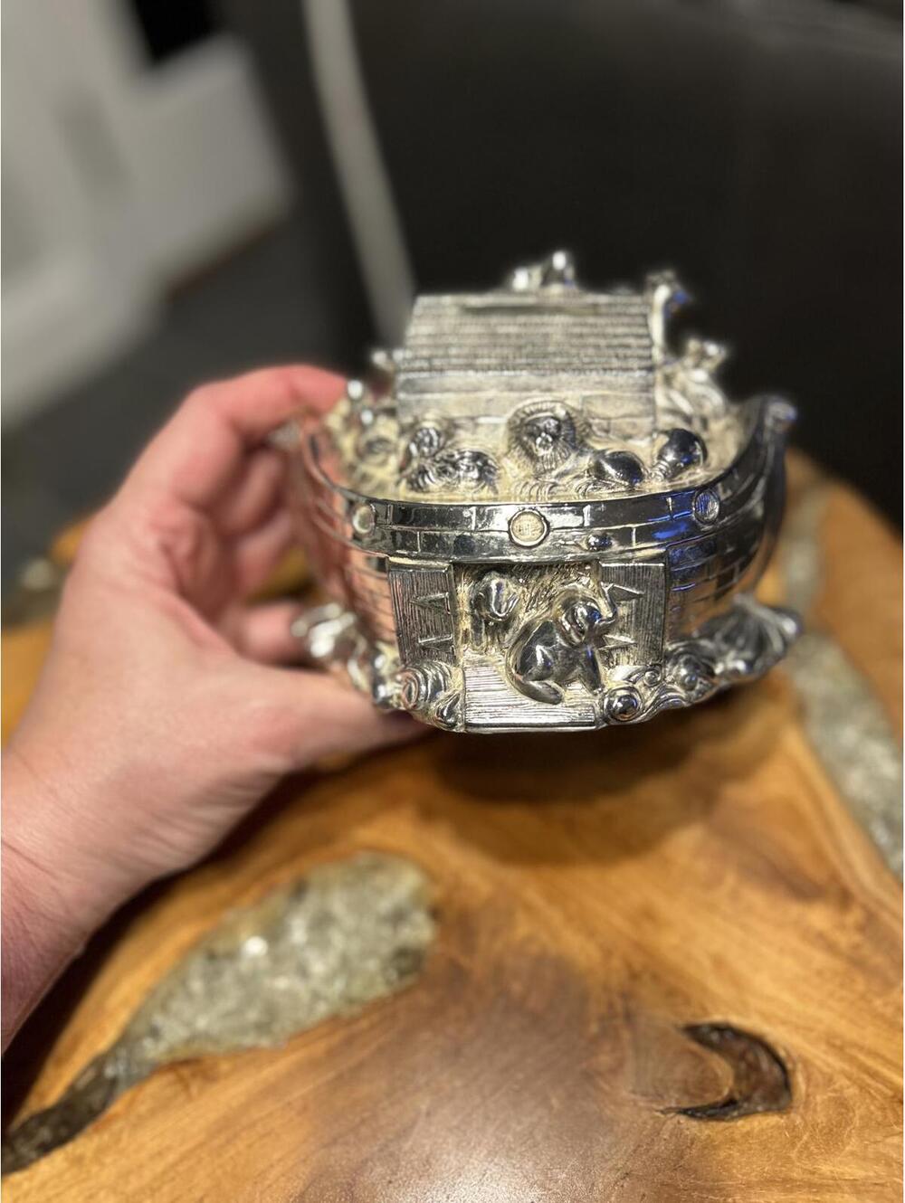 Gorham Vintage Silver-Plated Noah's Ark Coin Bank